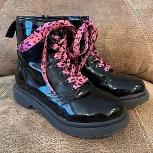 Cherokee Faux Patent Leather Combat Boots
